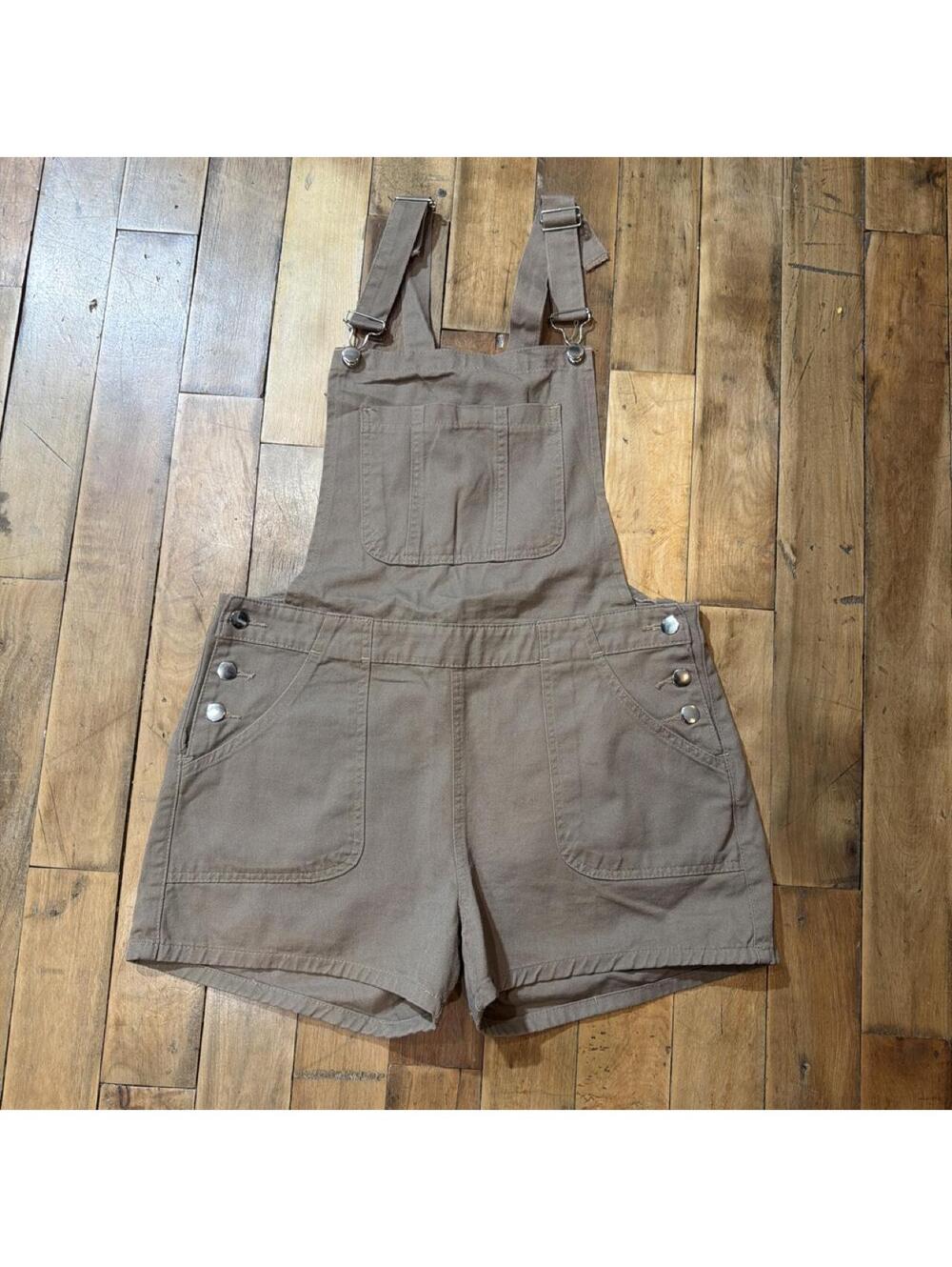 Khaki cotton canvas shortalls